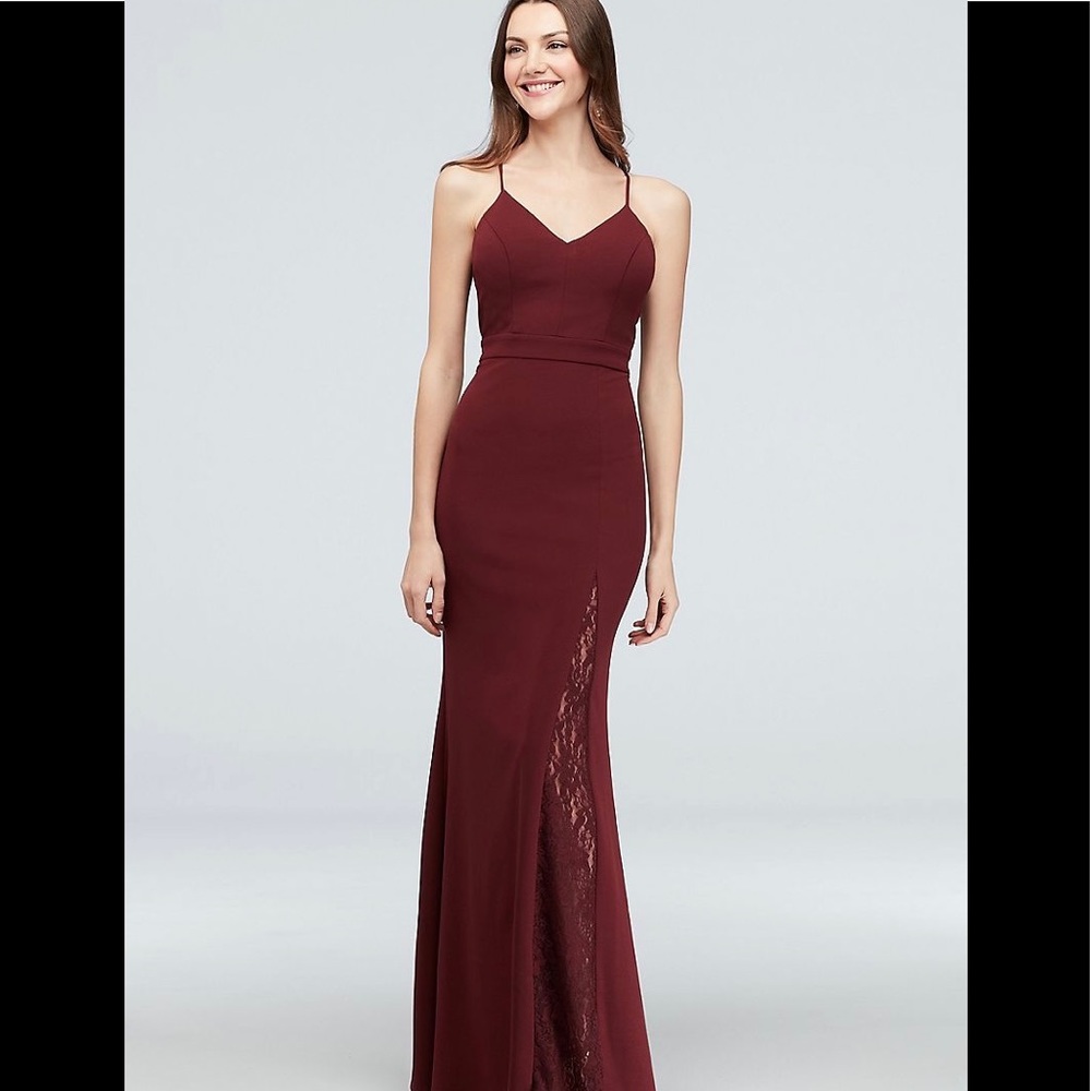 David's Bridal Racerback Lace Scuba Crepe Mermaid Gown